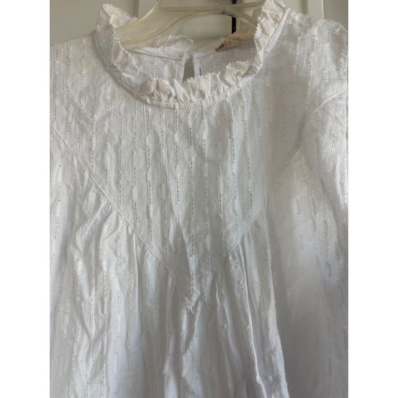 Hem & Thread White Ruffle Mock Neck Sleeveless Dress - Boho Chic Cottagecore - Picture 3 of 6